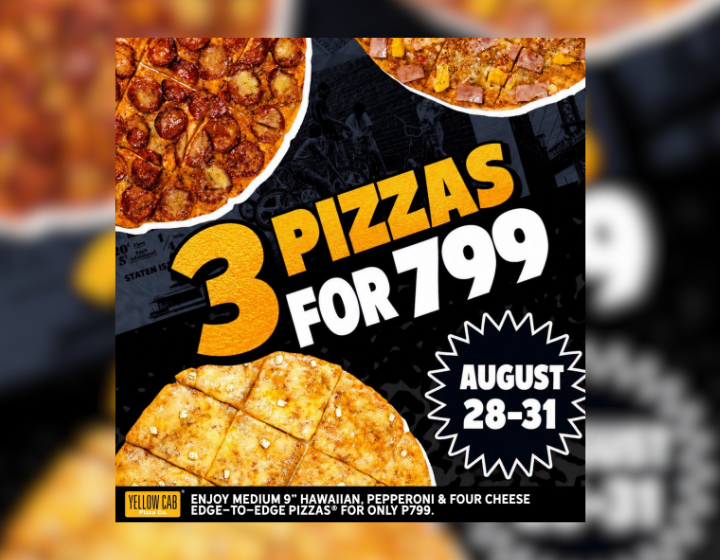 3 Medium Edge-to-Edge Pizzas® for only P799 