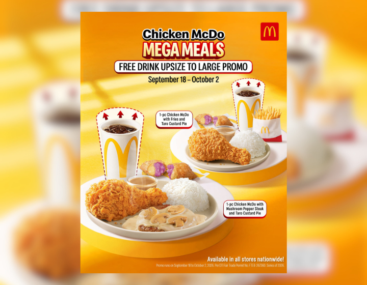 FREE Large Upsize on your soft drink when you order Mega Meal!