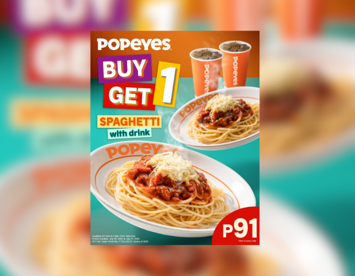 BUY 1, GET 1 Spaghetti with drink