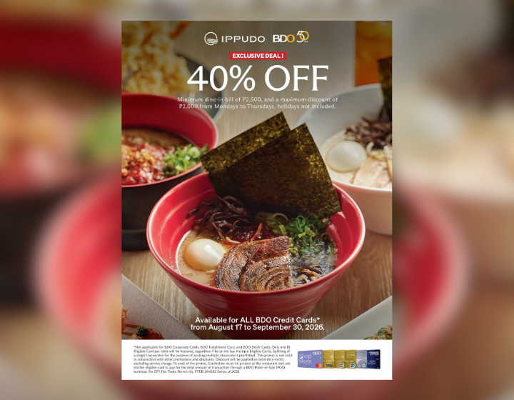 40% OFF On Total Bill When You Pay Using BDO Credit Card