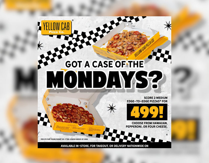 2 Medium 9"" Edge-to-Edge  Pizzas® For Only P499