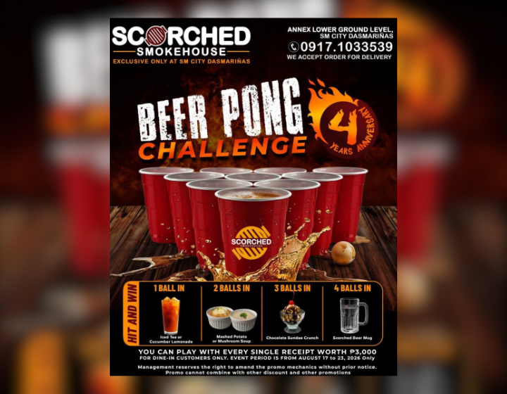 Play beer pong and Win snacks with a single-receipt worth of P3,000