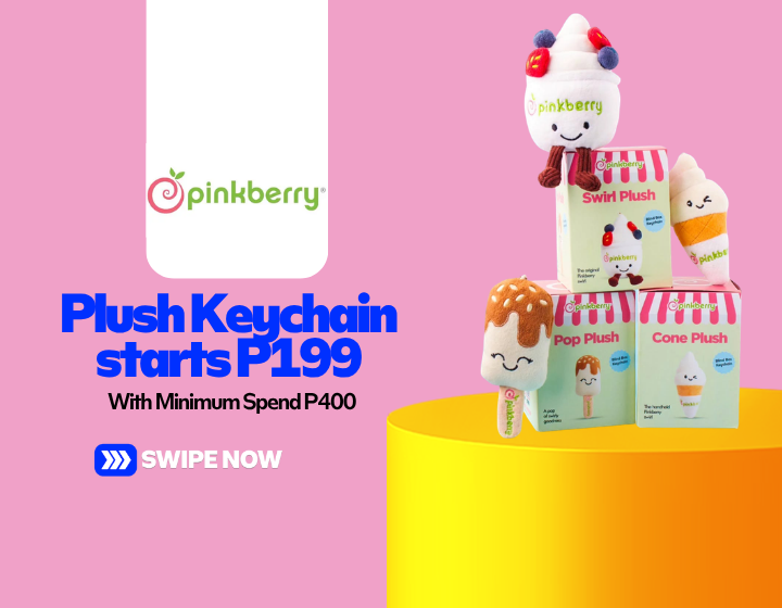 Pinkberry Plush Keychain starts P199 With Minimum Spend P400