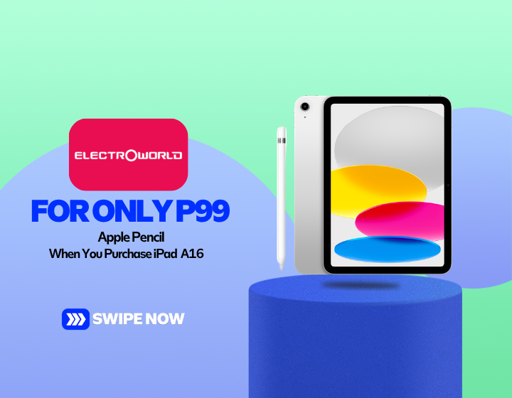 Apple Pencil for only P99 with your iPad A16 purchase 