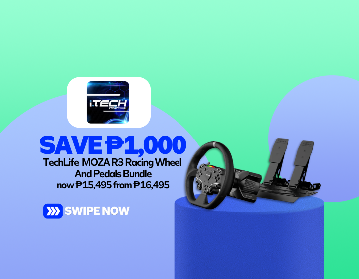 Less P1,000 On The MOZA R3 Racing Wheel And Pedals Bundle now P15,495 from P16,495