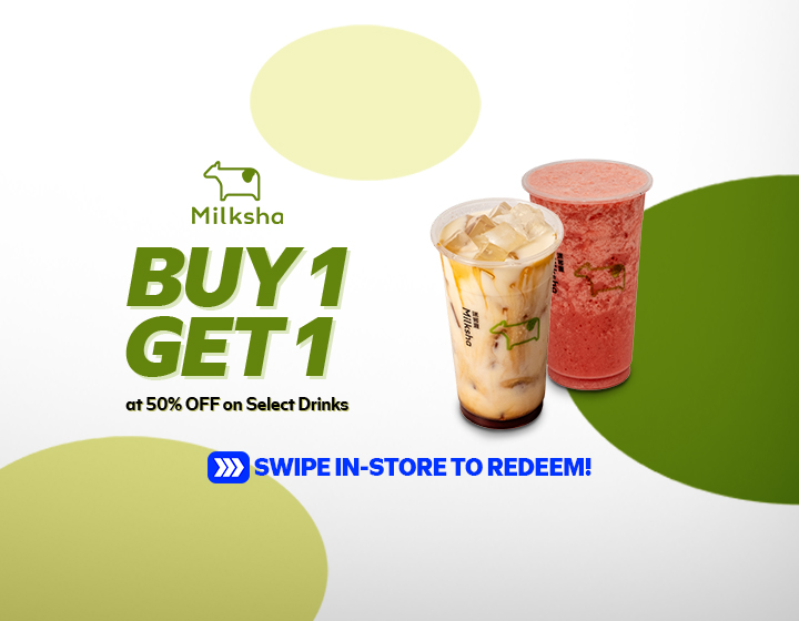 Buy 1, Get 1 at 50% OFF on Select Drinks