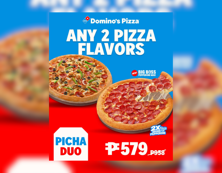 Get any 2 Pizza Flavors for only P579