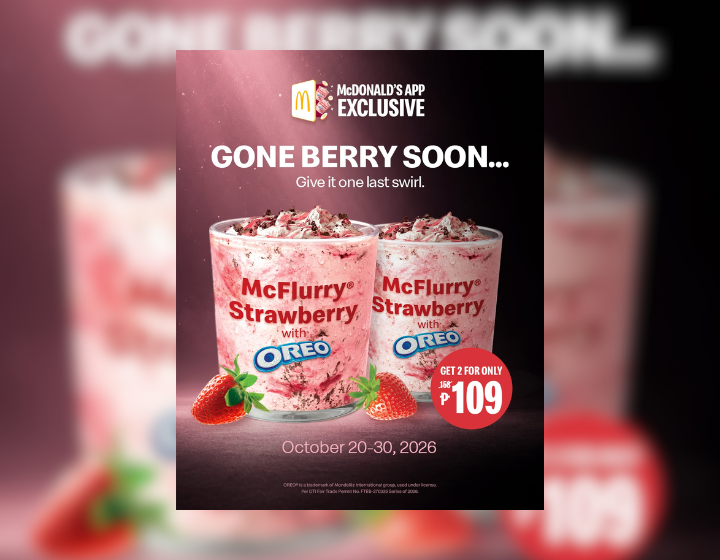 Get 2 Strawberry McFlurries for P109