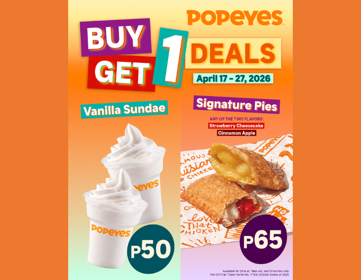 Buy 1 Get 1 on Popeyes Pies & Sundaes!
