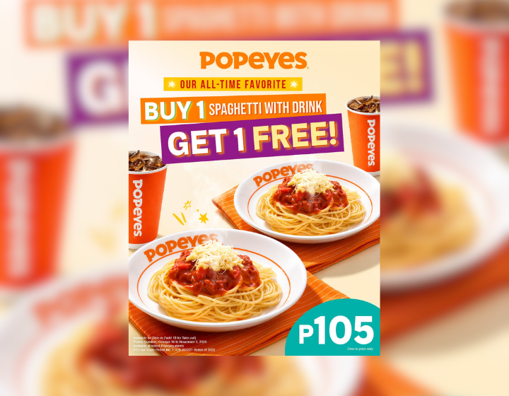Buy 1 spaghetti with drink, Get 1 FREE