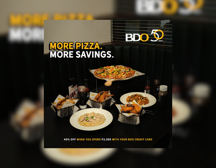 Yellow Cab Pizza 40% off with BDO credit card