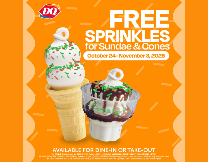 FREE SPRINKLES on all Sundaes and Cones!