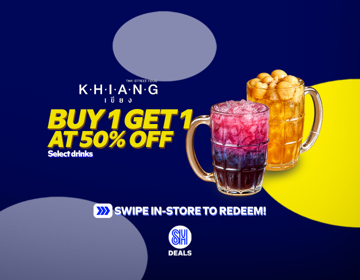 Buy 1, Get 1 at 50% OFF on Select Drinks