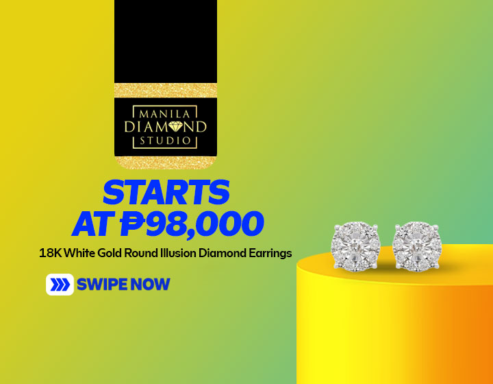 18K White Gold Round Illusion Diamond Earrings starts at P98,000