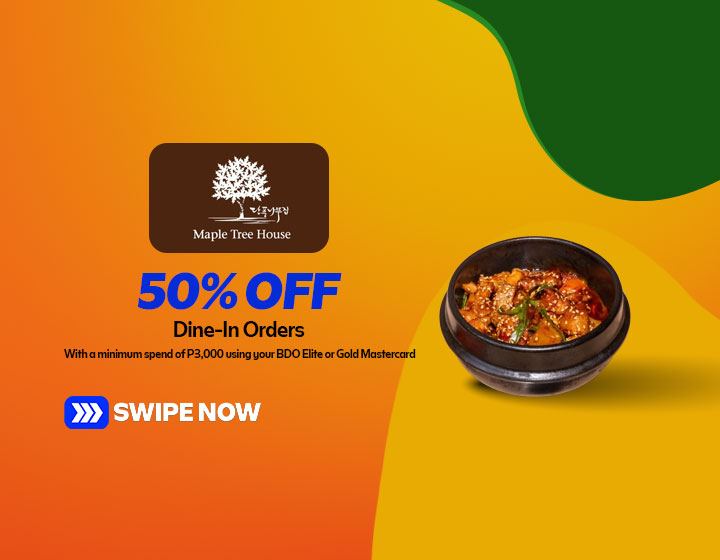 Enjoy 50% Off on your Order with your BDO Elite Credit Card