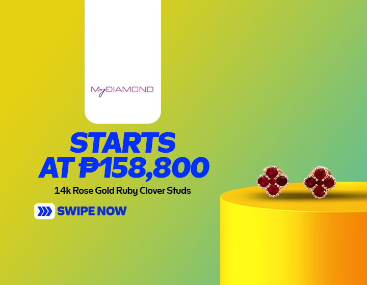14K Rose Gold Ruby Clover Studs with Milgrain Detailing starts at P158,800
