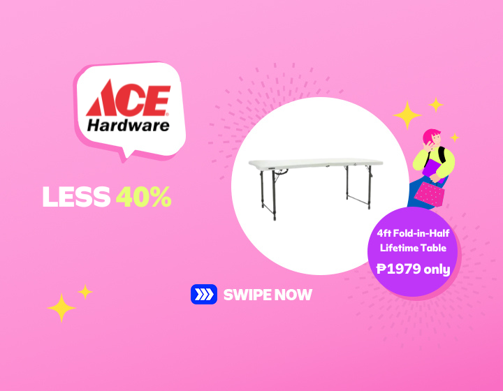 ACE HARDWARE | 4FT FOLD-IN-HALF LIFETIME TABLE NOW AT P1979 ONLY