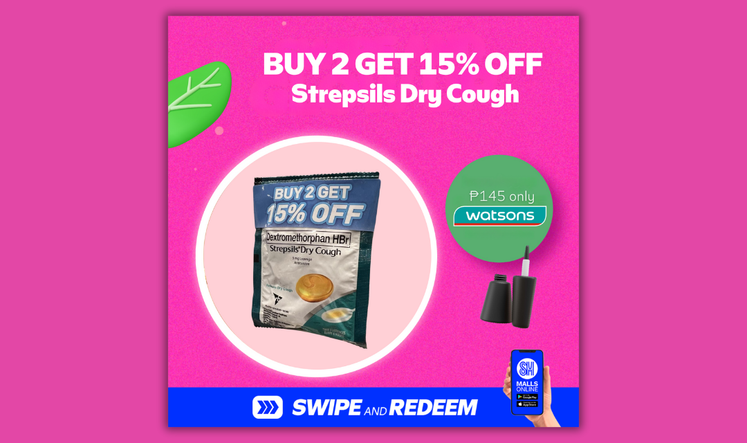 15% OFF when you buy 2 packs of Strepsils at Watsons!