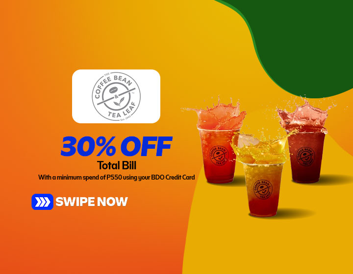 Enjoy 30% Off on your Total Bill a Minimum Spend of P550 with your BDO Credit Card