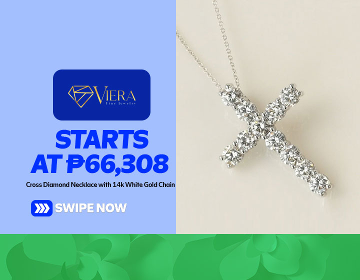 Cross Diamond Necklace with 14k White Gold Chain starts at P66,308