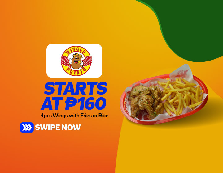 4pcs Wings with Fries or Rice starts at P160